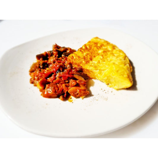 TORTILLA DE PATATA Y CEBOLLA CON SAMFAINA